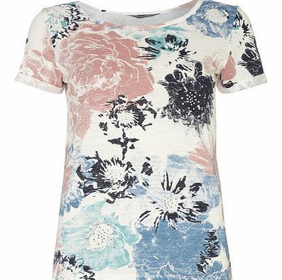 Dorothy Perkins Womens Ivory Floral Bling Tee- White DP56387782
