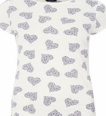 Dorothy Perkins Womens Ivory Floral Heart Tee- Ivory DP56407282