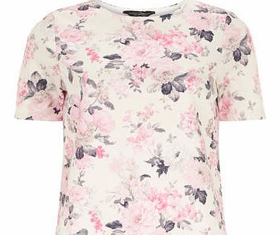 Womens Ivory Floral Tee- Pink DP05452014