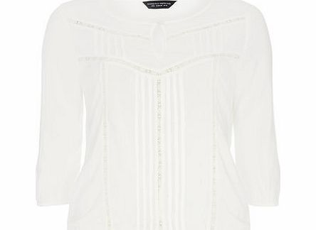 Dorothy Perkins Womens Ivory Front Lace Insert Blouse- White