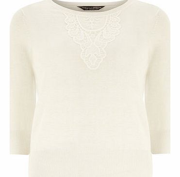 Dorothy Perkins Womens Ivory Lace Front Jumper- White DP55145133