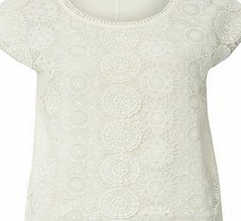 Dorothy Perkins Womens Ivory Lace Front Tee- White DP67204082