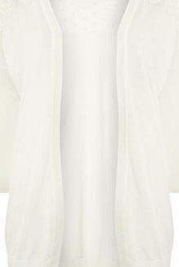 Dorothy Perkins Womens Ivory Lace Insert Cardigan- White