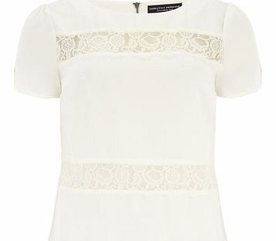 Dorothy Perkins Womens Ivory Lace Insert Top- White DP05464422