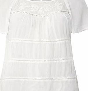 Dorothy Perkins Womens Ivory Mesh Lace Insert Top- White
