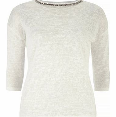 Dorothy Perkins Womens Ivory Necklace Jersey Knit- Ivory