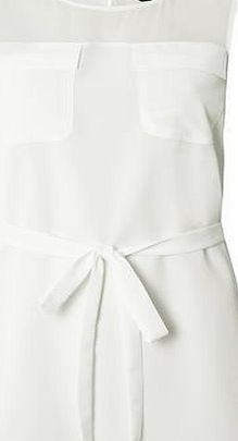 Dorothy Perkins Womens Ivory Pocket Tie Tunic- White DP05571082