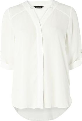 Dorothy Perkins, 1134[^]262015000717078 Womens Ivory Roll Sleeve Shirt- White DP05604123