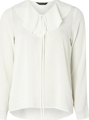 Dorothy Perkins, 1134[^]262015000709819 Womens Ivory Ruffle Front Blouse- White DP05603222