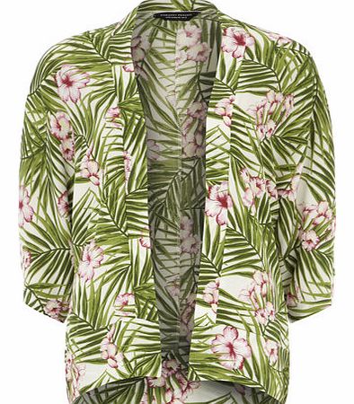 Womens Ivory tropical printed kimono- White