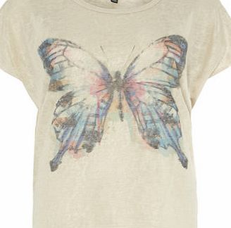 Dorothy Perkins Womens Izabel Beige Single Butterfly Top- White