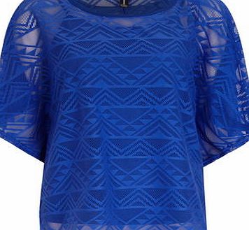 Dorothy Perkins Womens Izabel London Blue Aztec Crochet Knit