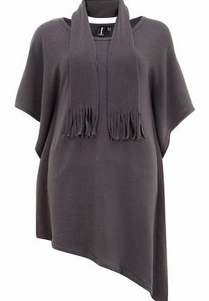 Womens Izabel London Grey Asymmetric Knit Top-