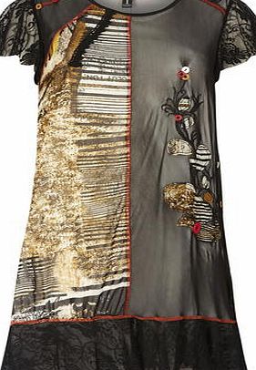 Dorothy Perkins Womens Izabel Multi Black Abstract Art Top-