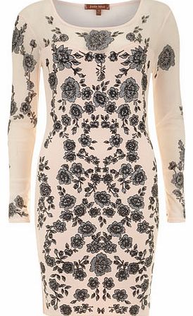 Dorothy Perkins Womens Jolie Moi Nude Flock Floral Tunic- White