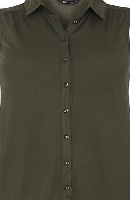 Dorothy Perkins Womens Khaki button front shirt- Green DP56411711