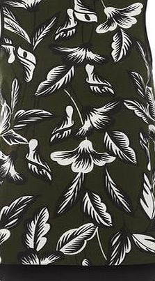 Dorothy Perkins Womens Khaki Leaf Print High Neck Top- Khaki