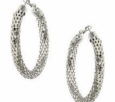 Womens Large Textured Silver Hoop- Silver