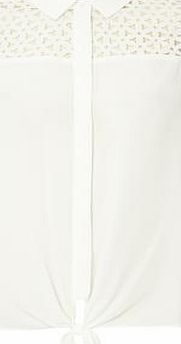 Dorothy Perkins Womens Laser Cut Sleeveless Shirt- White