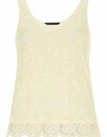 Dorothy Perkins Womens Lemon Lace Embroidered Vest- Yellow