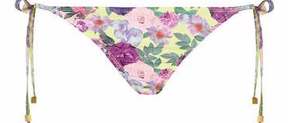 Dorothy Perkins Womens Lime Floral Tie Side Bikini Bottoms-