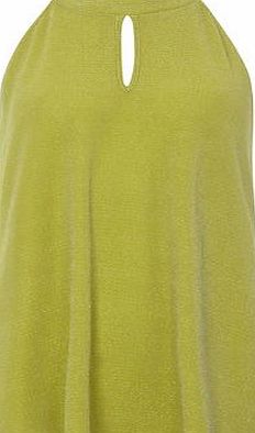 Dorothy Perkins Womens Lime Shimmer High Neck Top- Green