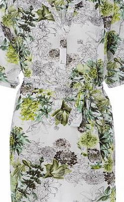 Dorothy Perkins Womens Line Floral Placket Dress- Green DP07260050