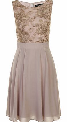 Womens Little Mistress Nude and Gold Floral