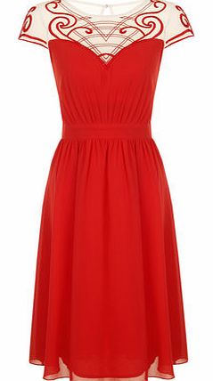 Dorothy Perkins Womens Little Mistress Red Embroidered Dress-