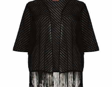 Womens Lovedrobe Black Fringe Kimono- Black