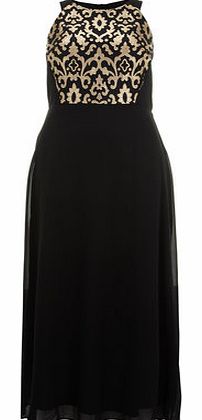 Womens Lovedrobe Black PU Contrast Maxi Dress-