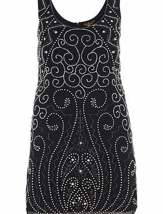 Womens Lovedrobe Navy Beaded Dress- Blue