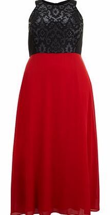Womens Lovedrobe Red PU Contrast Maxi Dress- Red