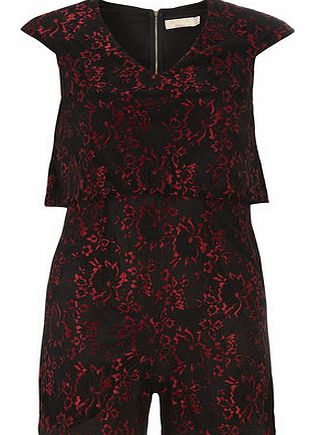 Dorothy Perkins Womens Maya Black And Red Lace Playsuit-