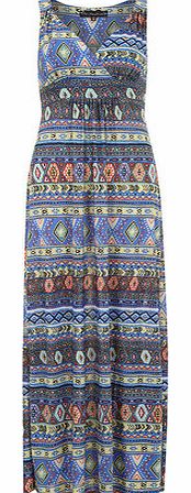 Womens Mela Navy Tribal Print Maxi Dress- Blue