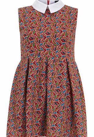 Dorothy Perkins Womens Mela Red Paisley Print Collar Dress- Red