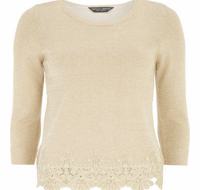 Dorothy Perkins Womens Metallic Hem Jumper- Rose Gold DP55156944