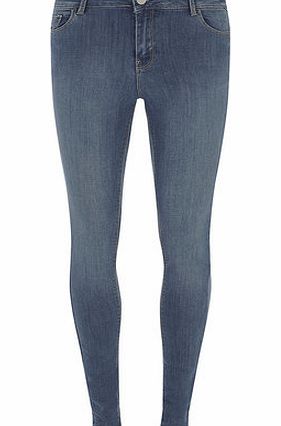 Womens Mid-Wash ``Darcy`` Skinny Jeans- Blue