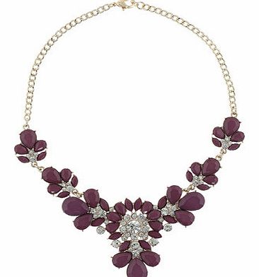Dorothy Perkins Womens Millie Purple Flower Necklace- Gold