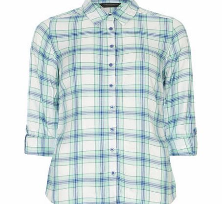 Dorothy Perkins Womens Mint and Ivory Check Shirt- White