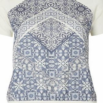 Dorothy Perkins Womens Moroccan Woven Front Tee- Blue DP55323150