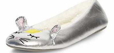 Dorothy Perkins Womens Mouse Ballet Slippers- Silver DP33010460