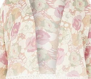 Dorothy Perkins Womens Multi Floral Fringe Kimono- Multi Colour