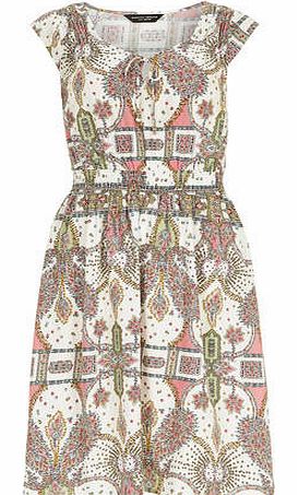 Womens Multi jewel printed fit and flare dress-