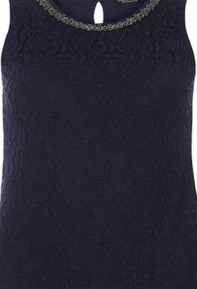 Dorothy Perkins Womens Navy Bling Lace Shell Top- Navy DP56430723