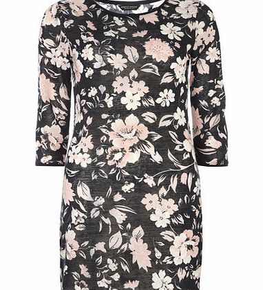 Dorothy Perkins Womens Navy Floral Bling Front Tunic- Navy