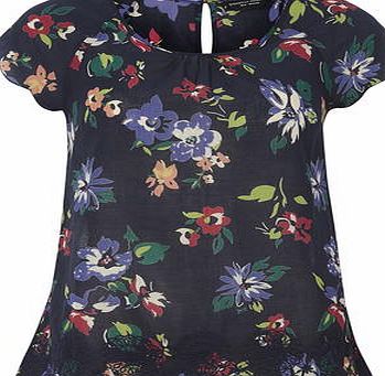 Dorothy Perkins Womens Navy Floral Print Shell Top- Blue