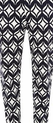 Dorothy Perkins Womens Navy/Ivory Print Crop Trousers- Blue