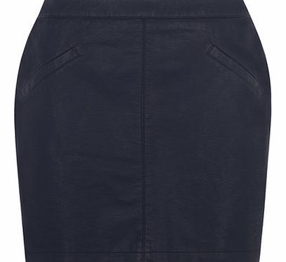 Dorothy Perkins Womens Navy leather look pocket Mini skirt- Blue