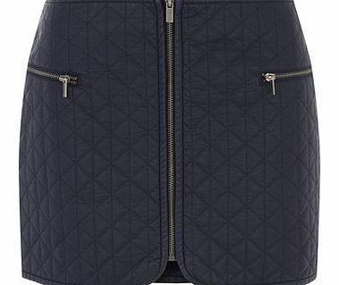 Dorothy Perkins Womens Navy Quilted Zip Mini Skirt- Blue